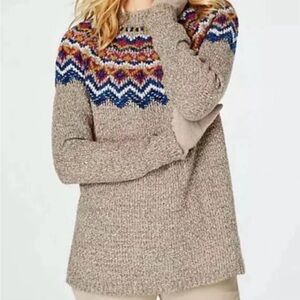 J. JILL Fair Isle Nordic Knit Ski Sweater Size Medium